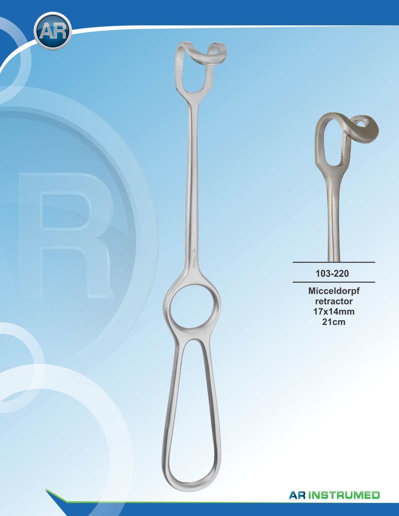 Micceldorpf Retractor 17x14mm 21cm – AR Instrumed, Surgical Hand Instruments