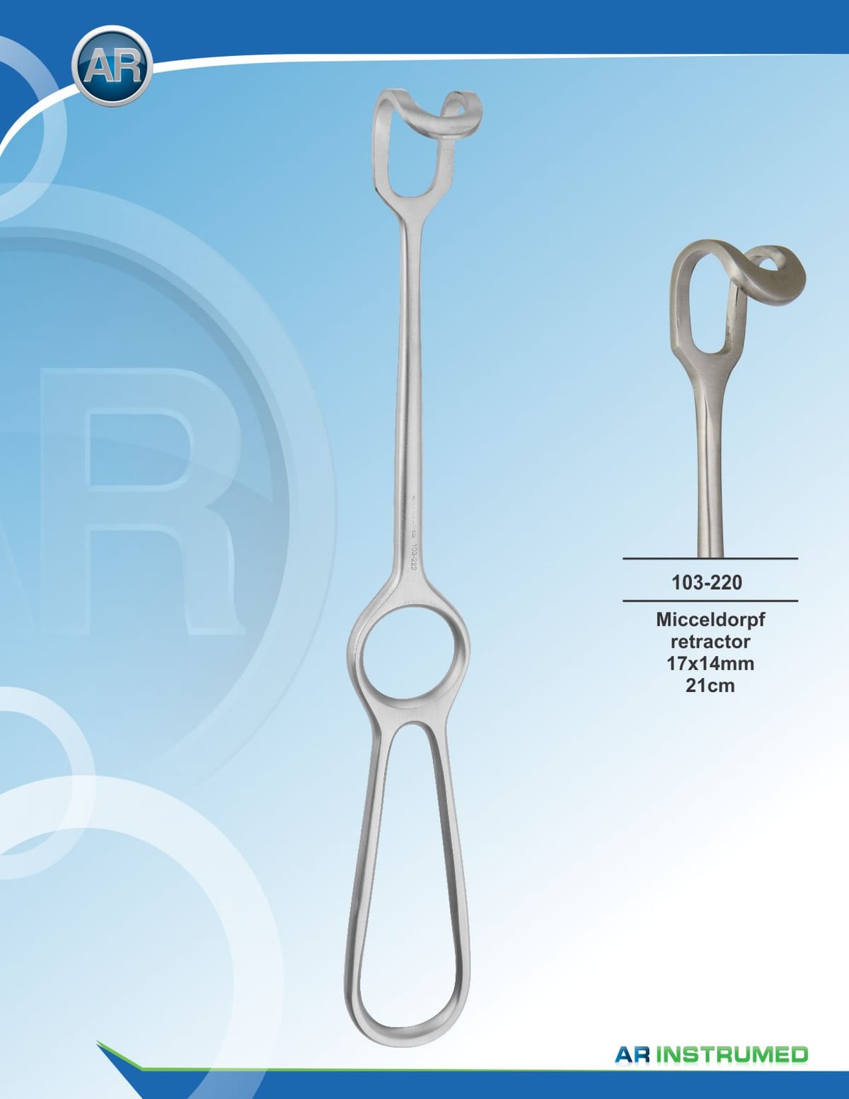 Micceldorpf Retractor 17x14mm 21cm – AR Instrumed, Surgical Instruments