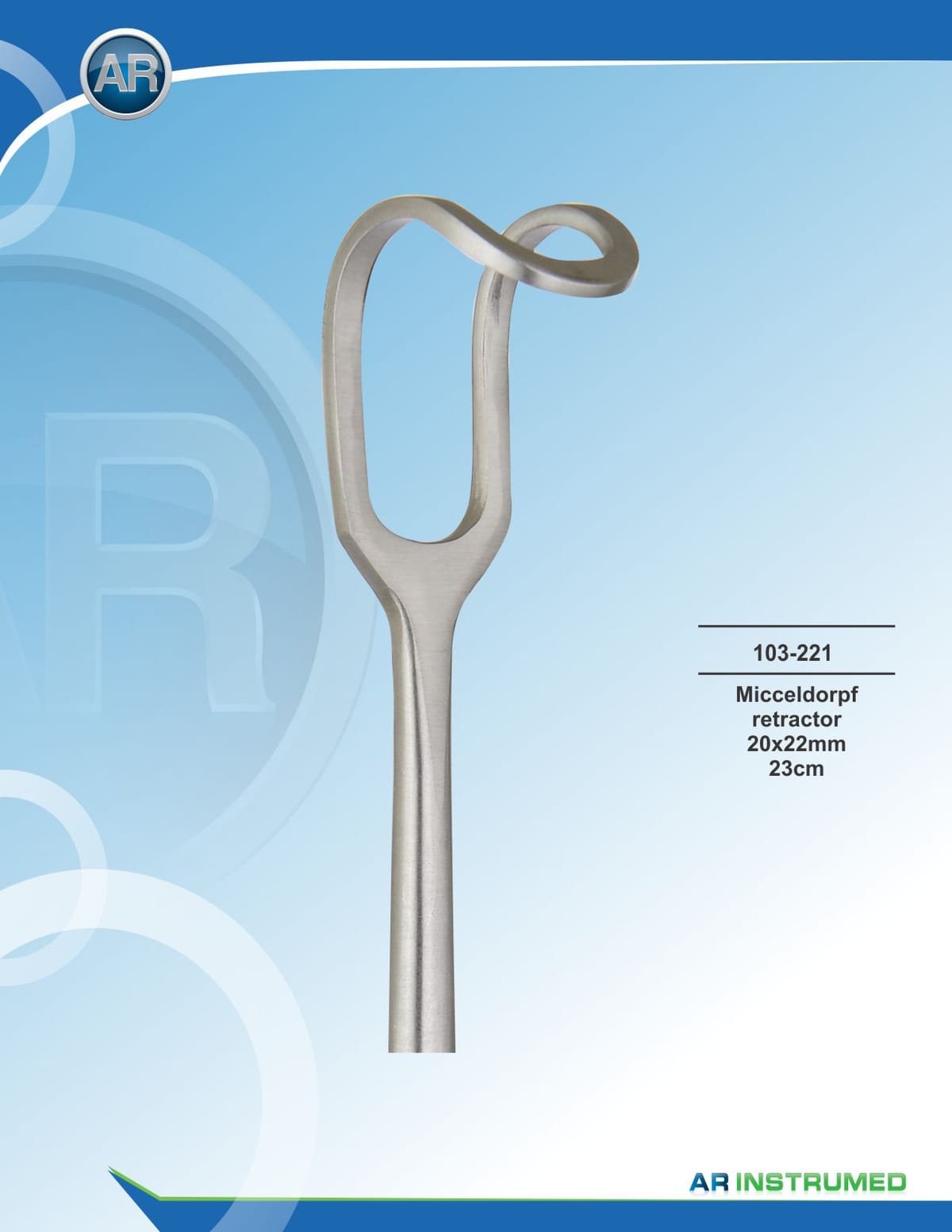 Micceldorpf Retractor 20x22mm 23cm – AR Instrumed, Surgical Instruments