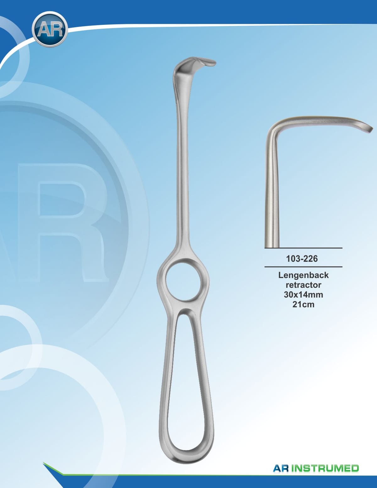 Lengenback Retractor 30x14mm 21cm – AR Instrumed, Chirurgische Instrumente