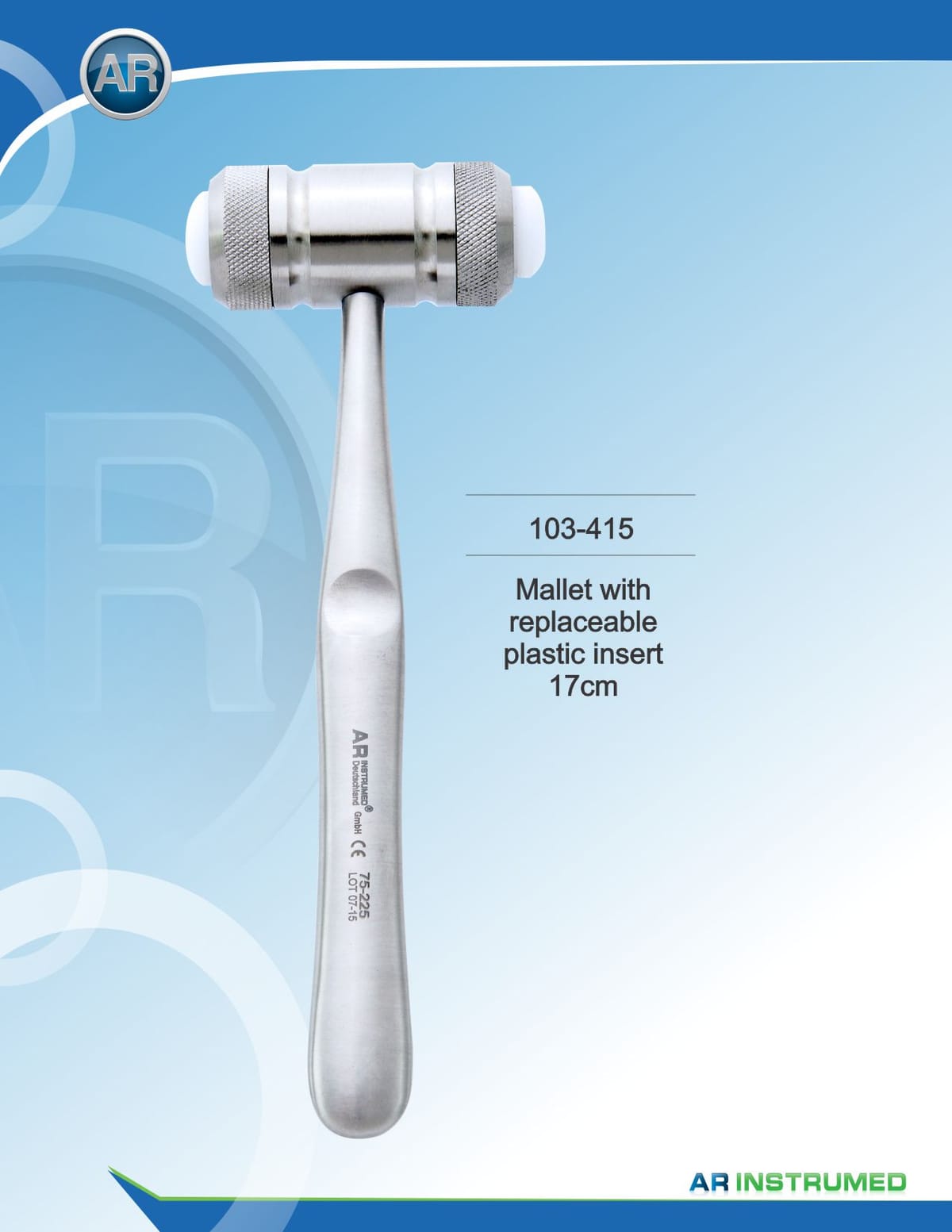 Mallet with Replaceable Plastic Insert 17cm – AR Instrumed, Surgical Instruments