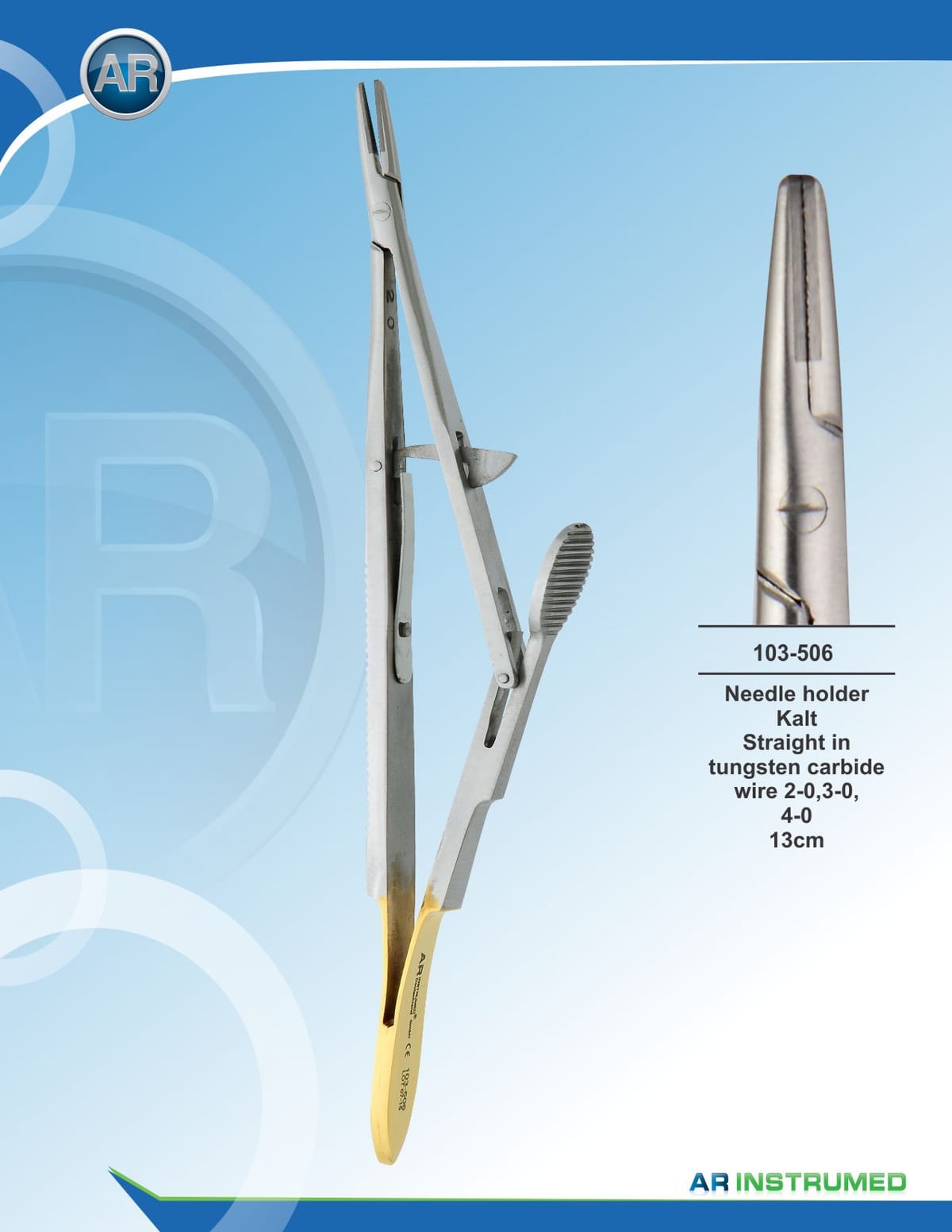 Needle Holder Kalt Straight wire 2-0,3-0,4-0 13cm – AR Instrumed, Chirurgische Instrumente