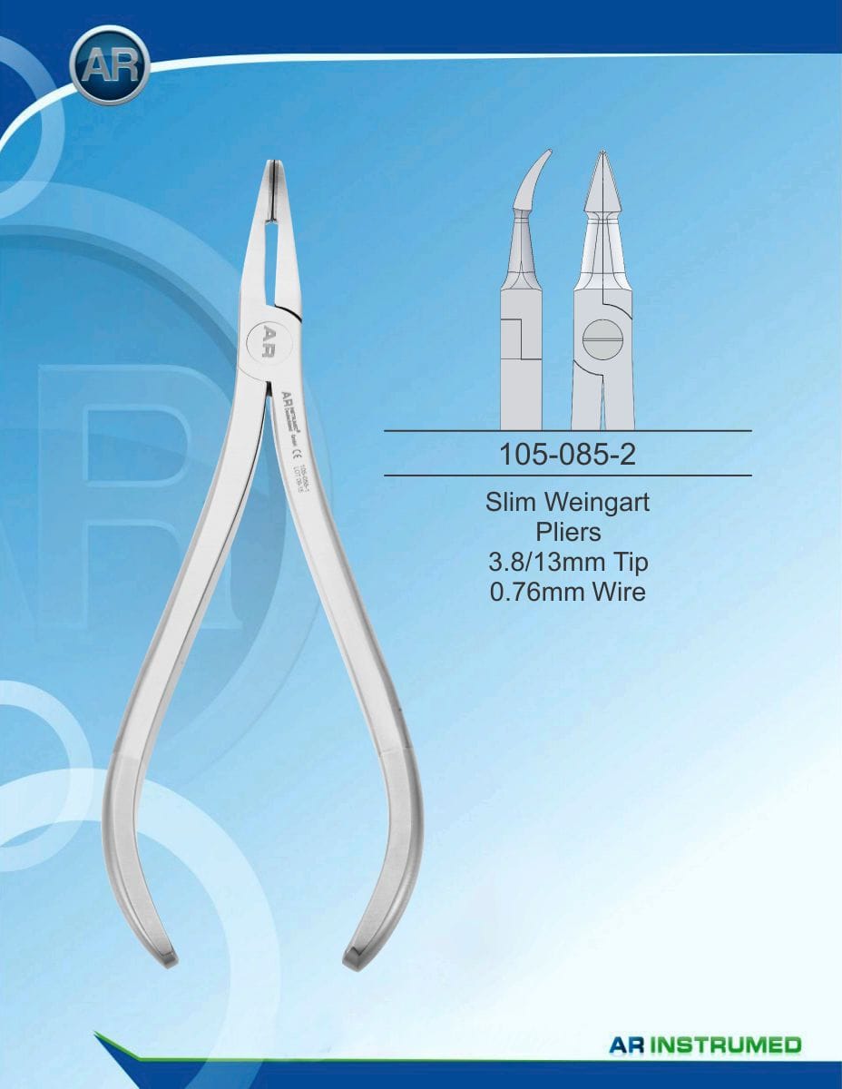 Orthodontic Pliers Slim Weingart Pliers 3.8/13mm Tip 0.76mm Wire – AR Instrumed, Zangen