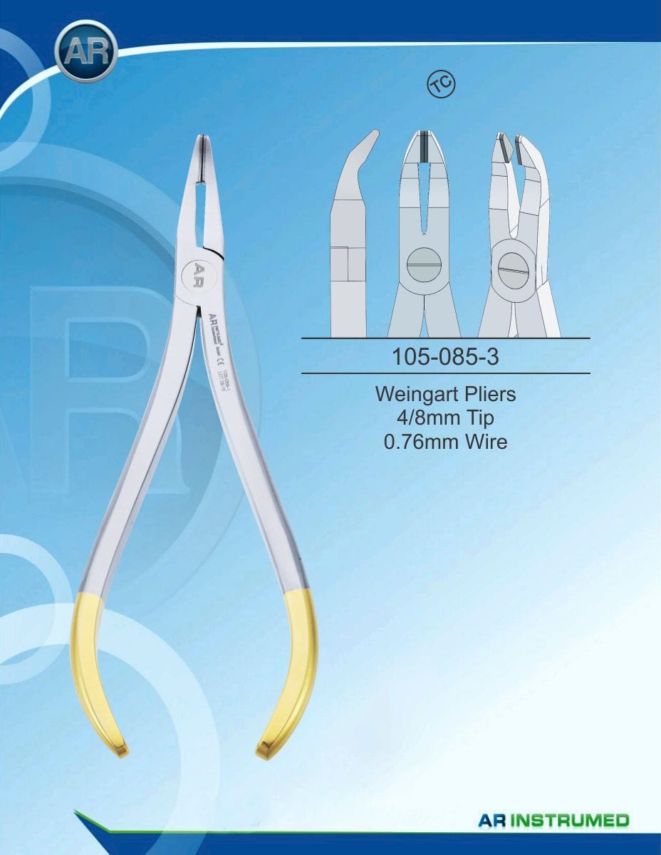 Orthodontic Pliers Weingart Pliers 4/8mm Tip 0.76mm Wire (TC) – AR Instrumed, Pliers