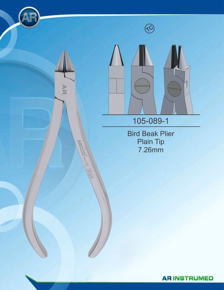 Orthodontic Pliers Bird Beak Plier Plain Tip 7.26mm (TC) – AR Instrumed, Zangen