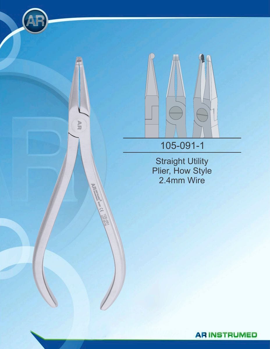 Orthodontic Pliers Straight Utility Plier, How Style 2.4mm Wire – AR Instrumed, Pliers