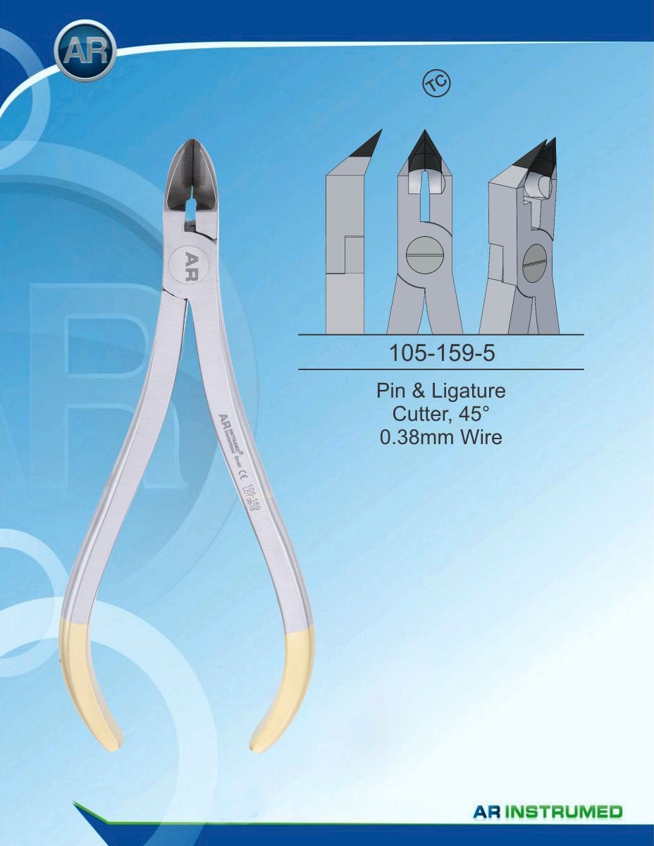 Orthodontic Pliers Pin &amp; Ligature Cutter, 45° 0.38mm Wire (TC) – AR Instrumed, Zangen