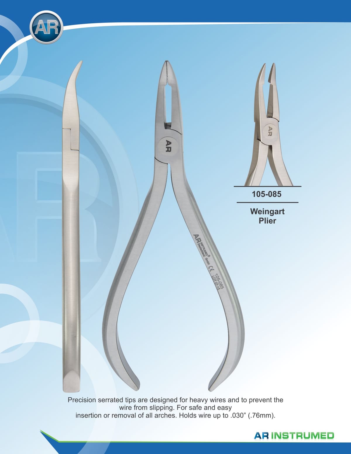 Long Weingart Pliers max 0.71mm .028" Wire – AR Instrumed, Zangen