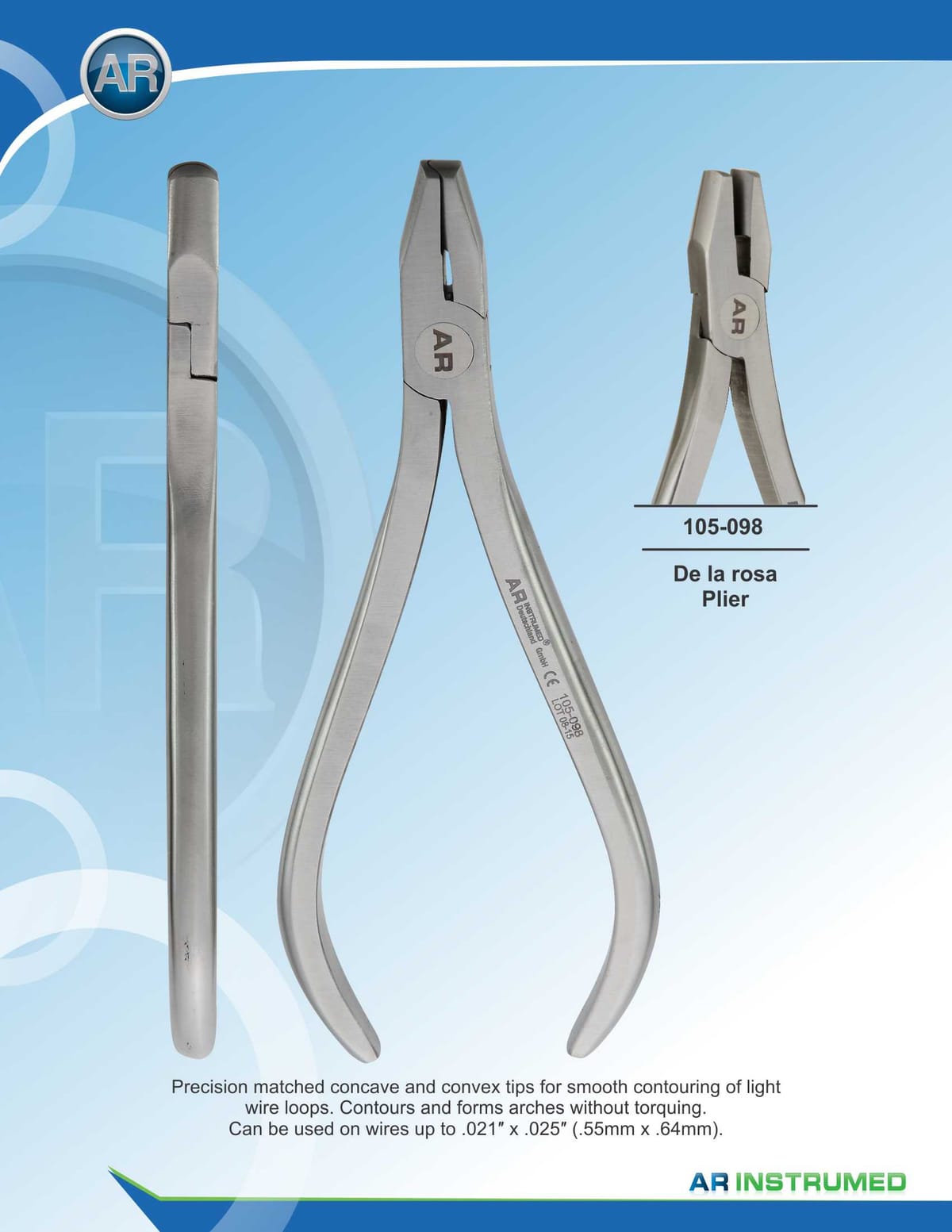 Dela Rosa Arch Forming Plier max 0.50mm .020" Wire – AR Instrumed, Zangen