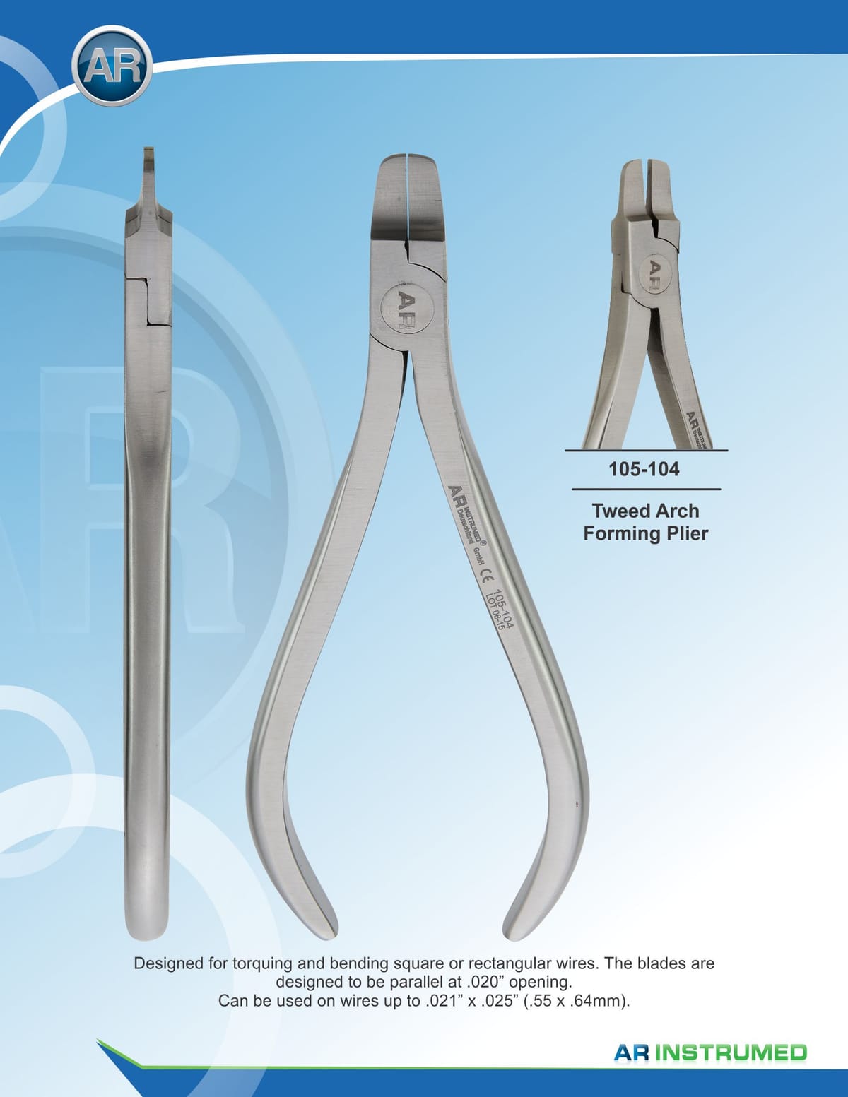 Rectangular Arch Forming Plier max 0.7mm .028" Wire – AR Instrumed, Pliers