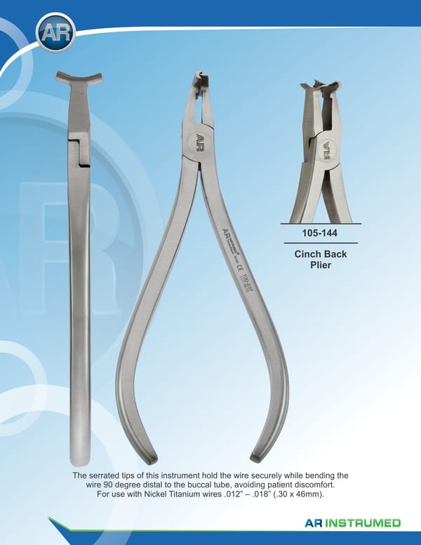 Hammerhead NiTi Cinch Back Pliers max 0.64mm .025" Wire