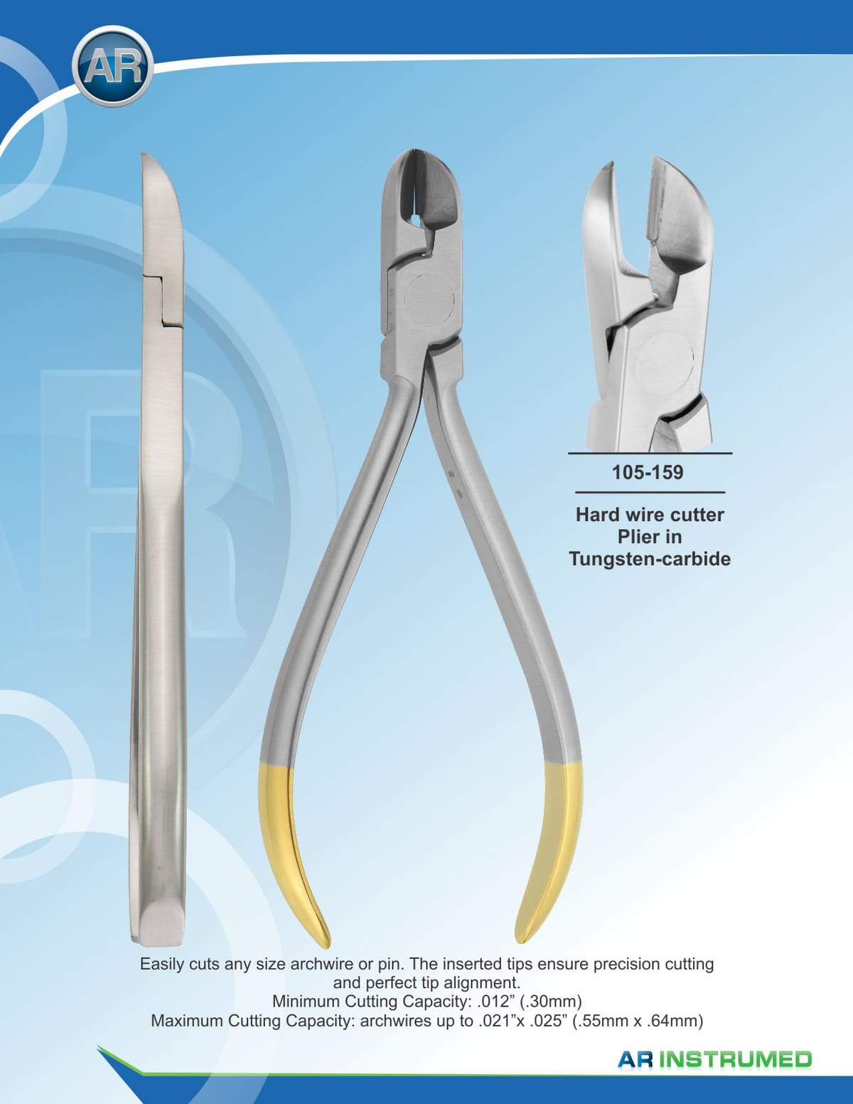 Hard Wire Cutter Plier Tungsten-Carbide max 0.71mm .028" Wire – AR Instrumed, Pliers