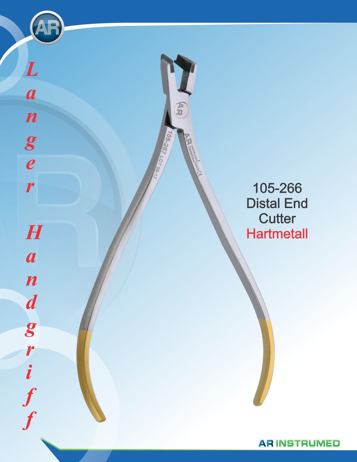 Distal End Cutter with Hold Long Handle TC 0.56mmx0.71mm .022"x.028" Wire – AR Instrumed, Zangen