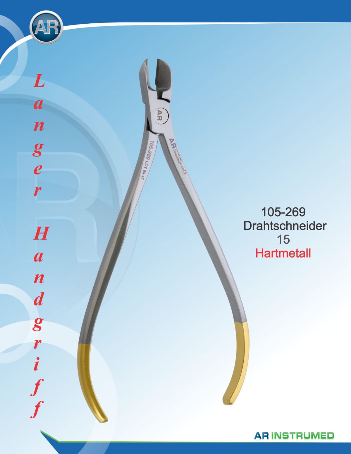 Wire Cutter Tungsten Carbide 15° Plier Long Handle 0.30mm .012" Wire – AR Instrumed, Zangen