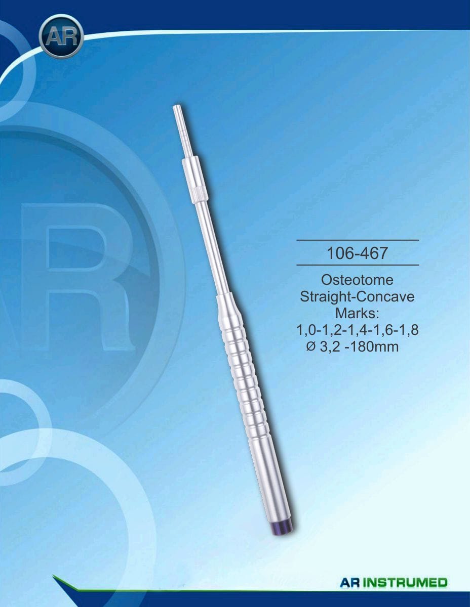 Osteotom straight-Concave Marks: 1,0-1,2-1,4-1,6-1,8 ø3,2 -180mm – AR Instrumed, System-Independent Instruments and Accessories