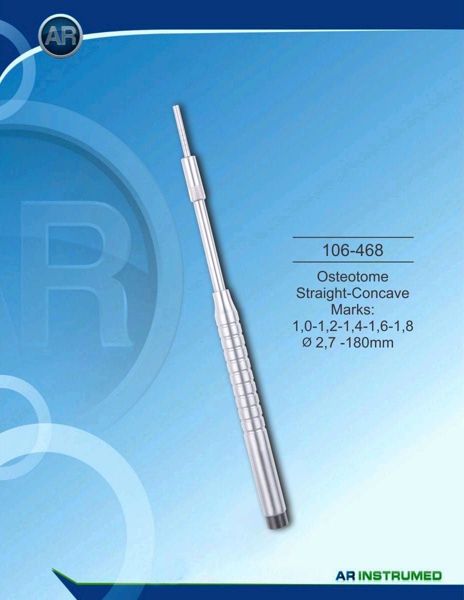 Osteotom Straight-Concave Marks: 1,0-1,2-1,4-1,6-1,8 ø2,7 -180mm – AR Instrumed, Systemunabhängige Instrumente und Zubehör
