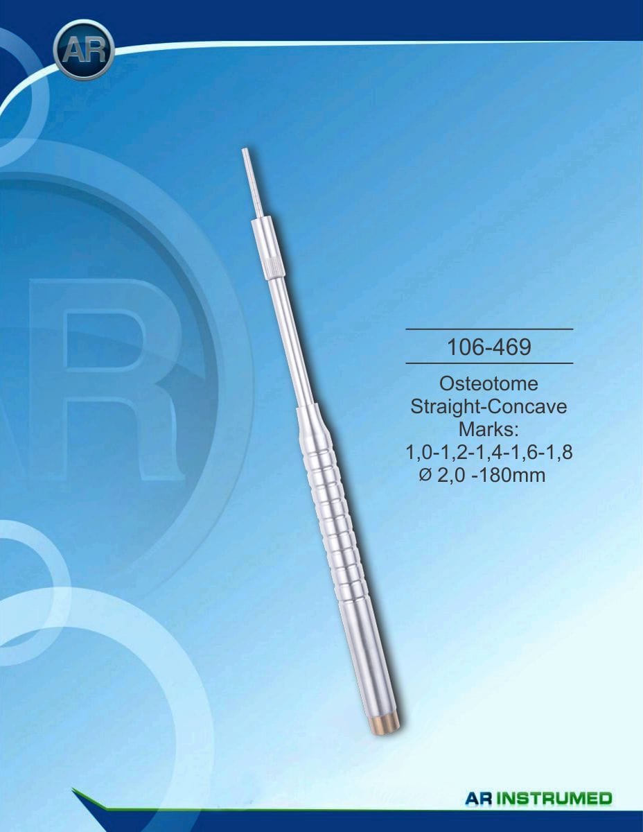 Osteotom Straight-Concave Marks: 1,0-1,2-1,4-1,6-1,8 ø2,0 -180mm – AR Instrumed, Chirurgische Instrumente