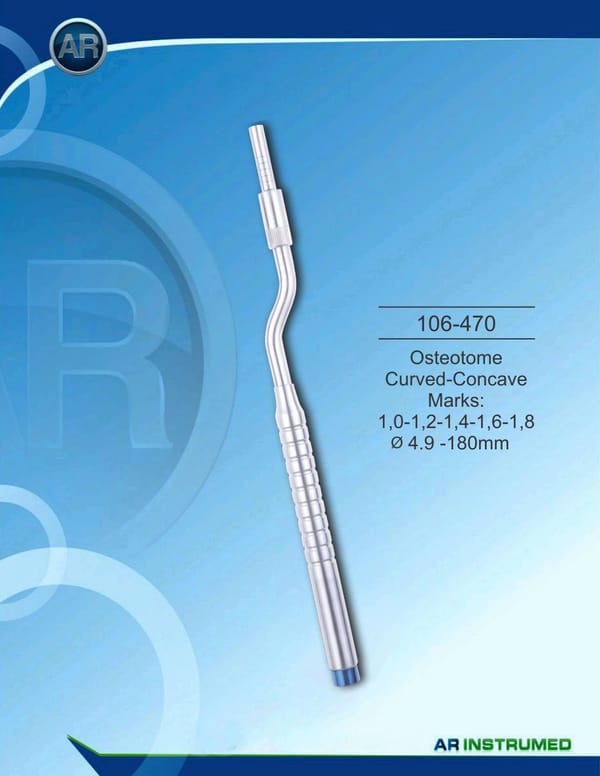Osteotom Curved-Concave Marks: 1,0-1,2-1,4-1,6-1,8 ø4.9 -180mm