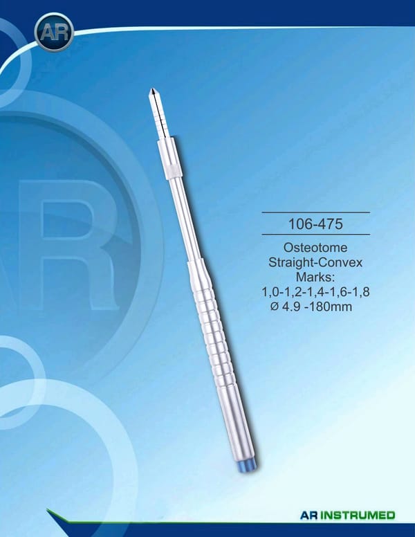 Osteotom Straight-Convex Marks: 1,0-1,2-1,4-1,6-1,8 ø4.9 -180mm