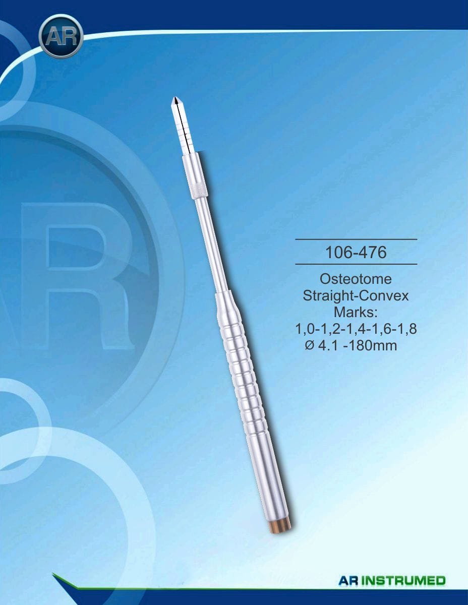 Osteotom Straight-Convex Marks: 1,0-1,2-1,4-1,6-1,8 ø4.1 -180mm – AR Instrumed, Surgical Instruments