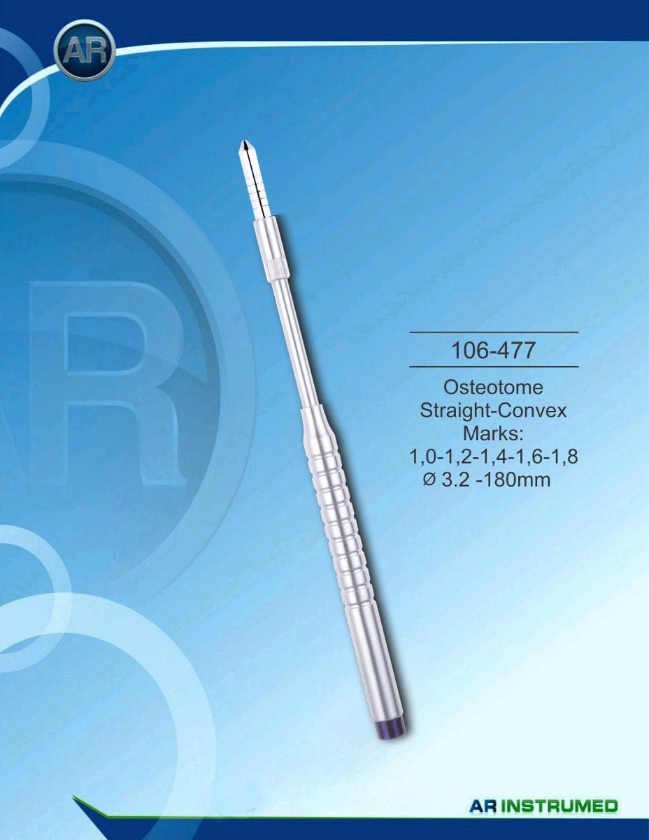 Osteotom Straight-Convex Marks: 1,0-1,2-1,4-1,6-1,8 ø3.2 -180mm – AR Instrumed, System-Independent Instruments and Accessories