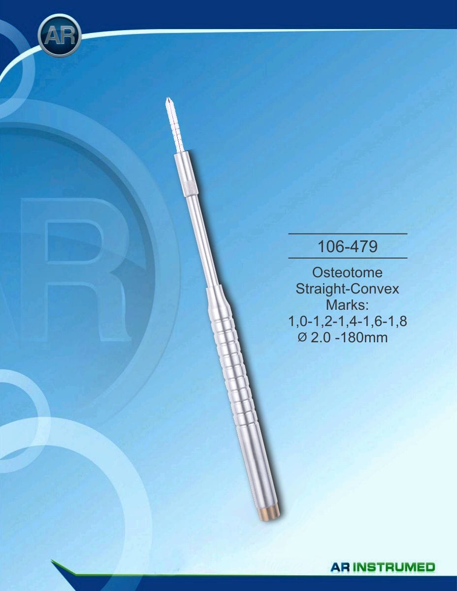 Osteotom Straight-Convex Marks: 1,0-1,2-1,4-1,6-1,8 ø2.0 -180mm – AR Instrumed, System-Independent Instruments and Accessories