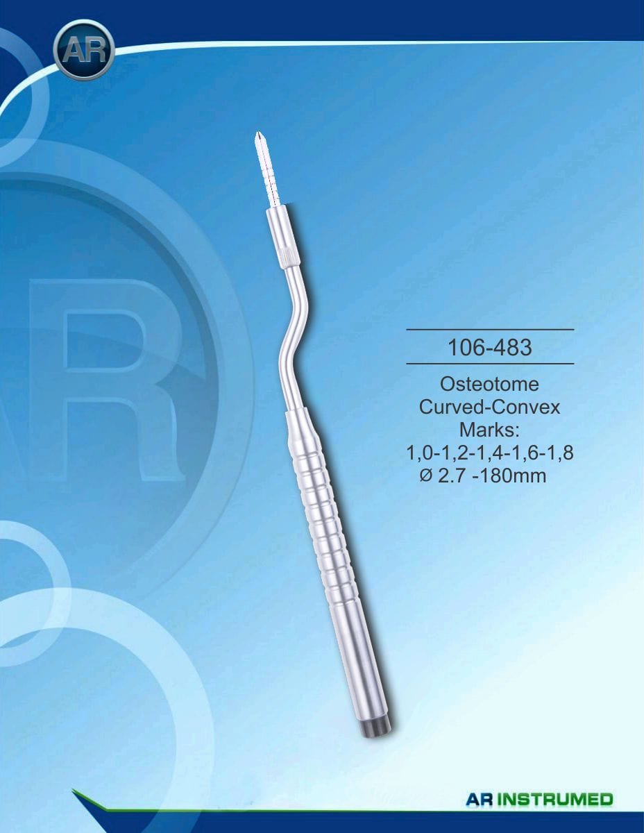 Osteotom Curved-Convex Marks: 1,0-1,2-1,4-1,6-1,8 ø2.7 -180mm – AR Instrumed, Systemunabhängige Instrumente und Zubehör