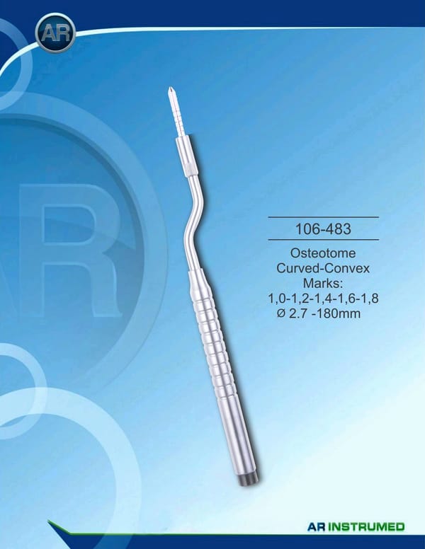 Osteotom Curved-Convex Marks: 1,0-1,2-1,4-1,6-1,8 ø2.7 -180mm