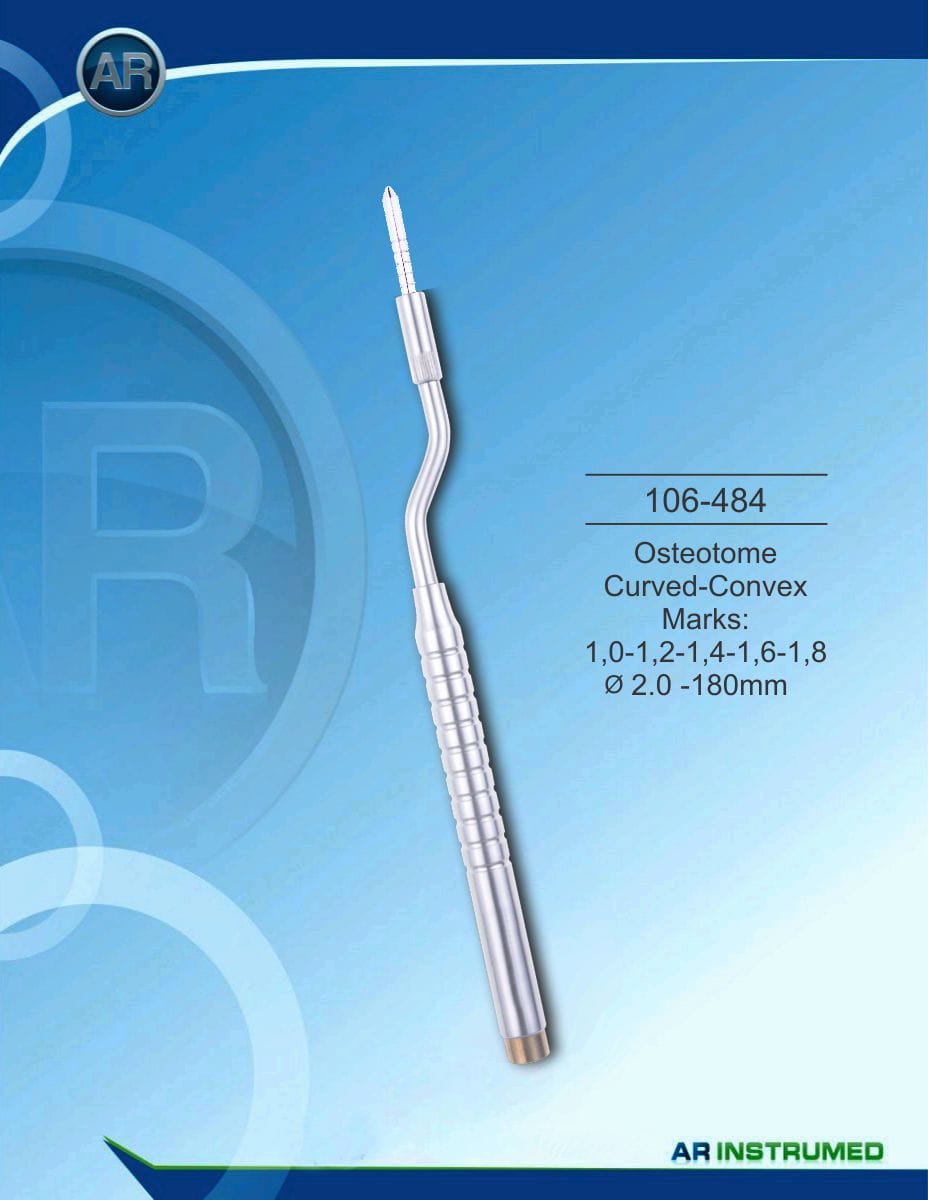 Osteotom Curved-Convex Marks: 1,0-1,2-1,4-1,6-1,8 ø2.0 -180mm – AR Instrumed, Chirurgische Instrumente