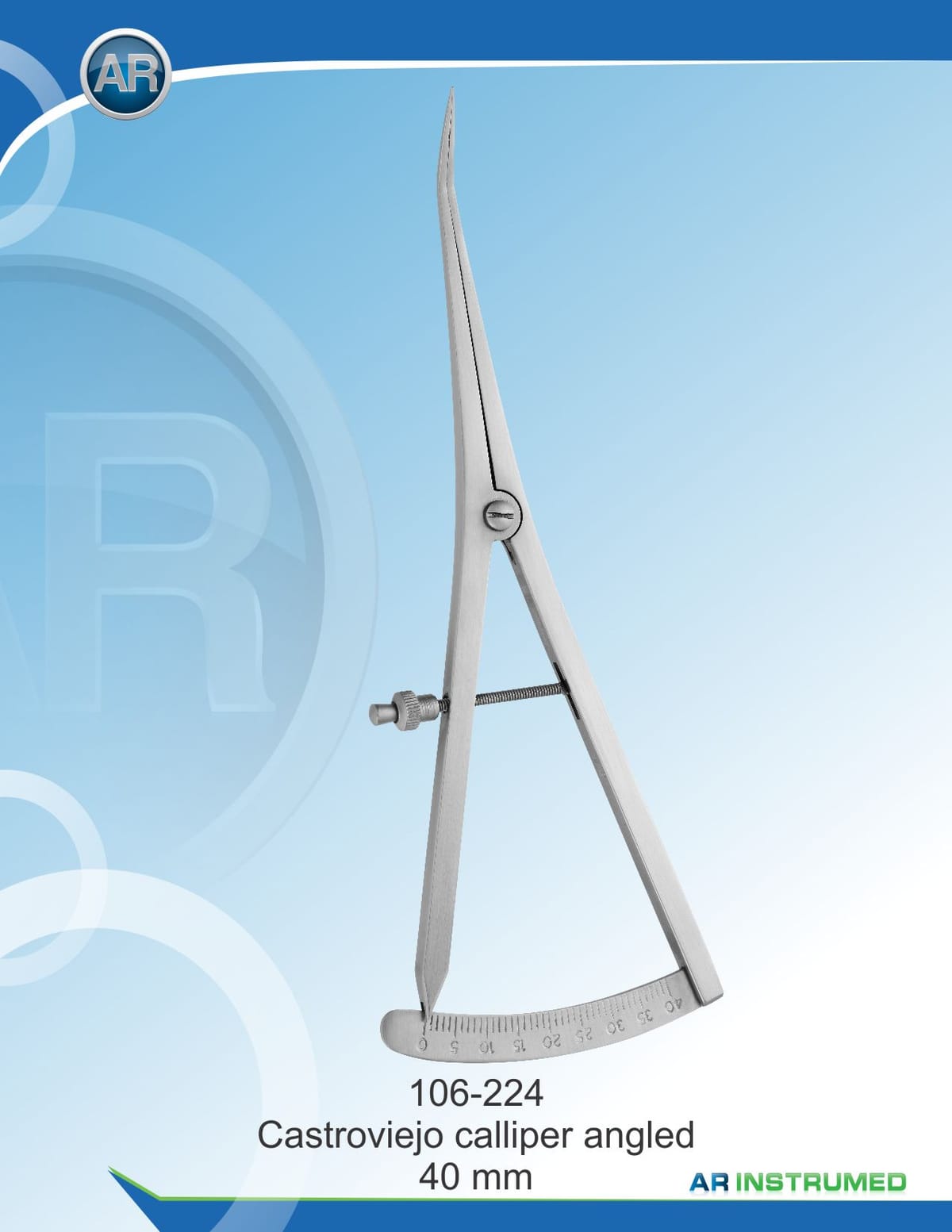 Castroviejo Caliper Angled 0-40mm – AR Instrumed, Kofferdamklammern
