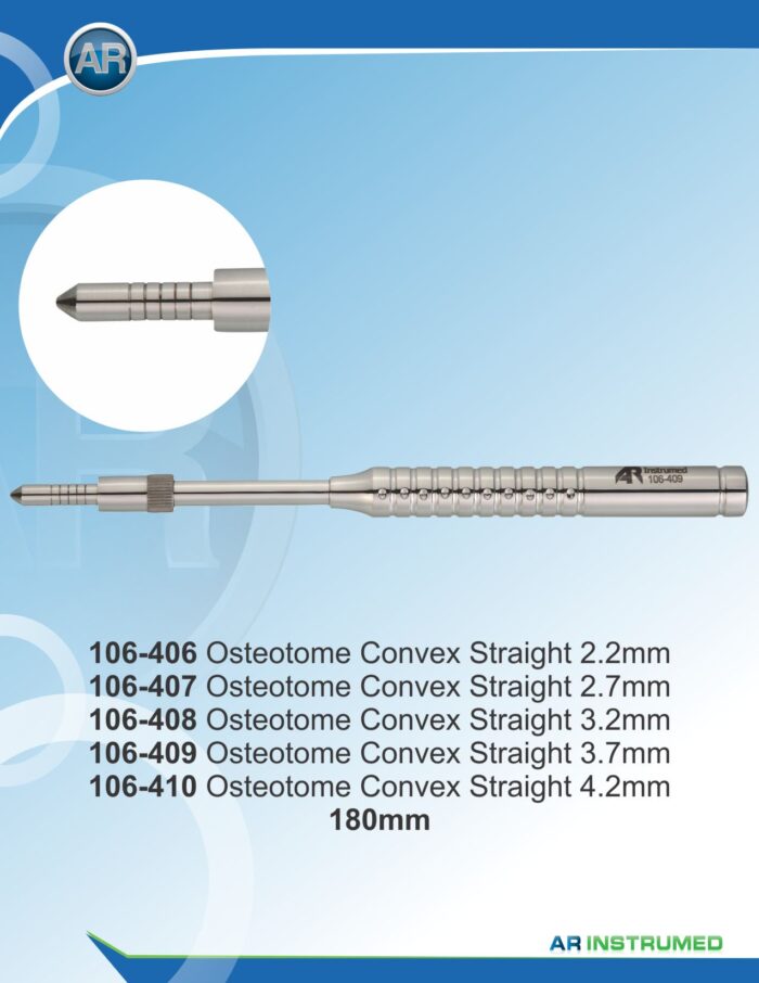 Osteotome Straight-Convex Marks: 1,0-1,2-1,4-1,6-1,8 2.2-180mm