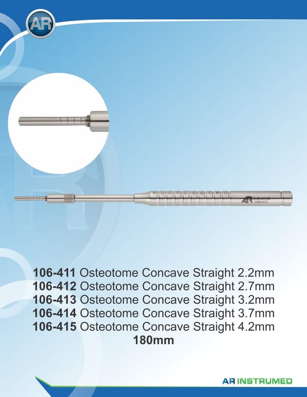 Osteotome Straight-Concave Marks: 1,0-1,2-1,4-1,6-1,8 2.2-180mm