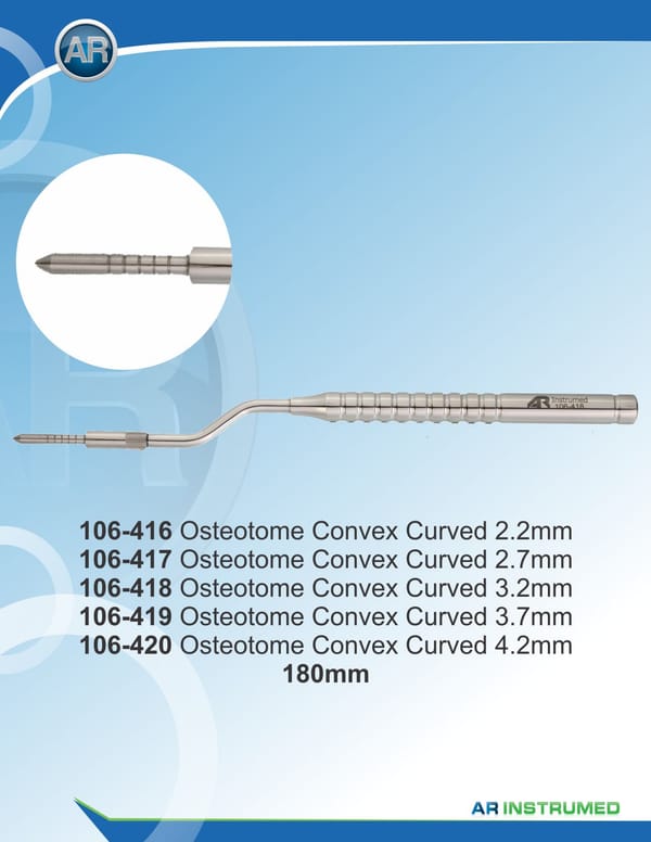 Osteotome Curved-Convex Marks: 1,0-1,2-1,4-1,6-1,8 2.7-180mm