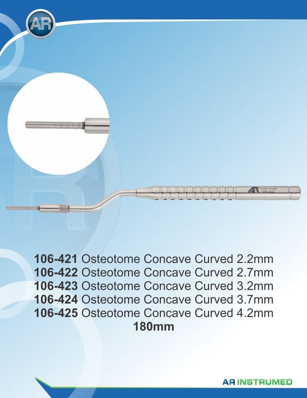 Osteotome Curved-Concave Marks: 1,0-1,2-1,4-1,6-1,8 2.2-180mm