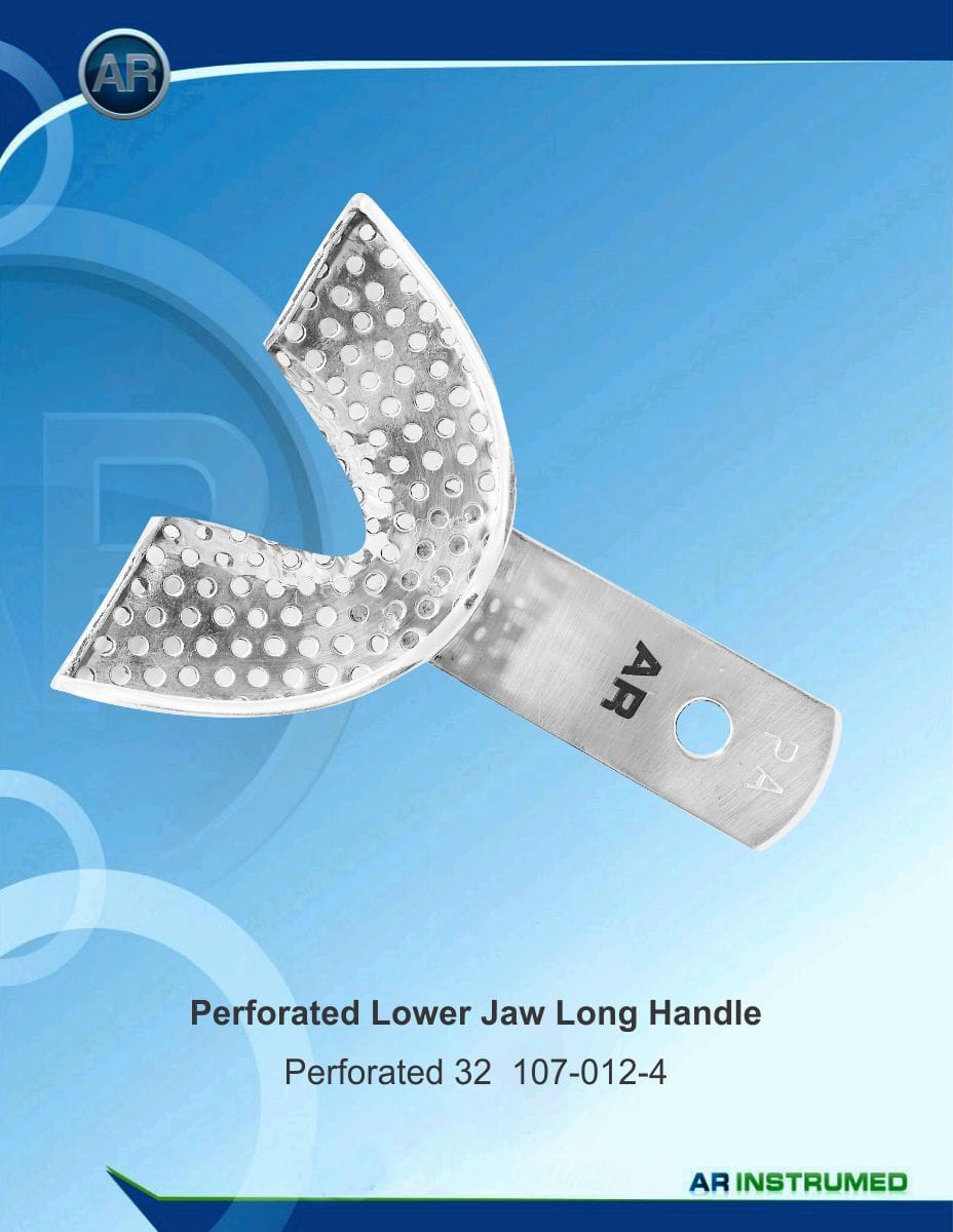 Impression Tray Perforated 32 Lower Jaw Long Handle – AR Instrumed, Impression Trays