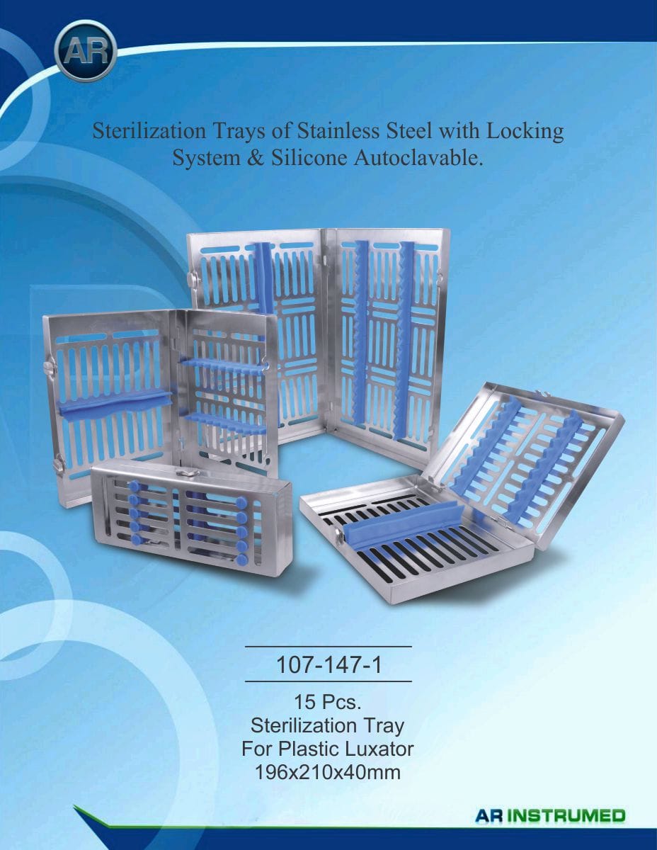 15 pieces. Cassettes Holding Tray For Plastic Luxators 196x210x40mm – AR Instrumed, Trays, Sterilization Containers and Accessories
