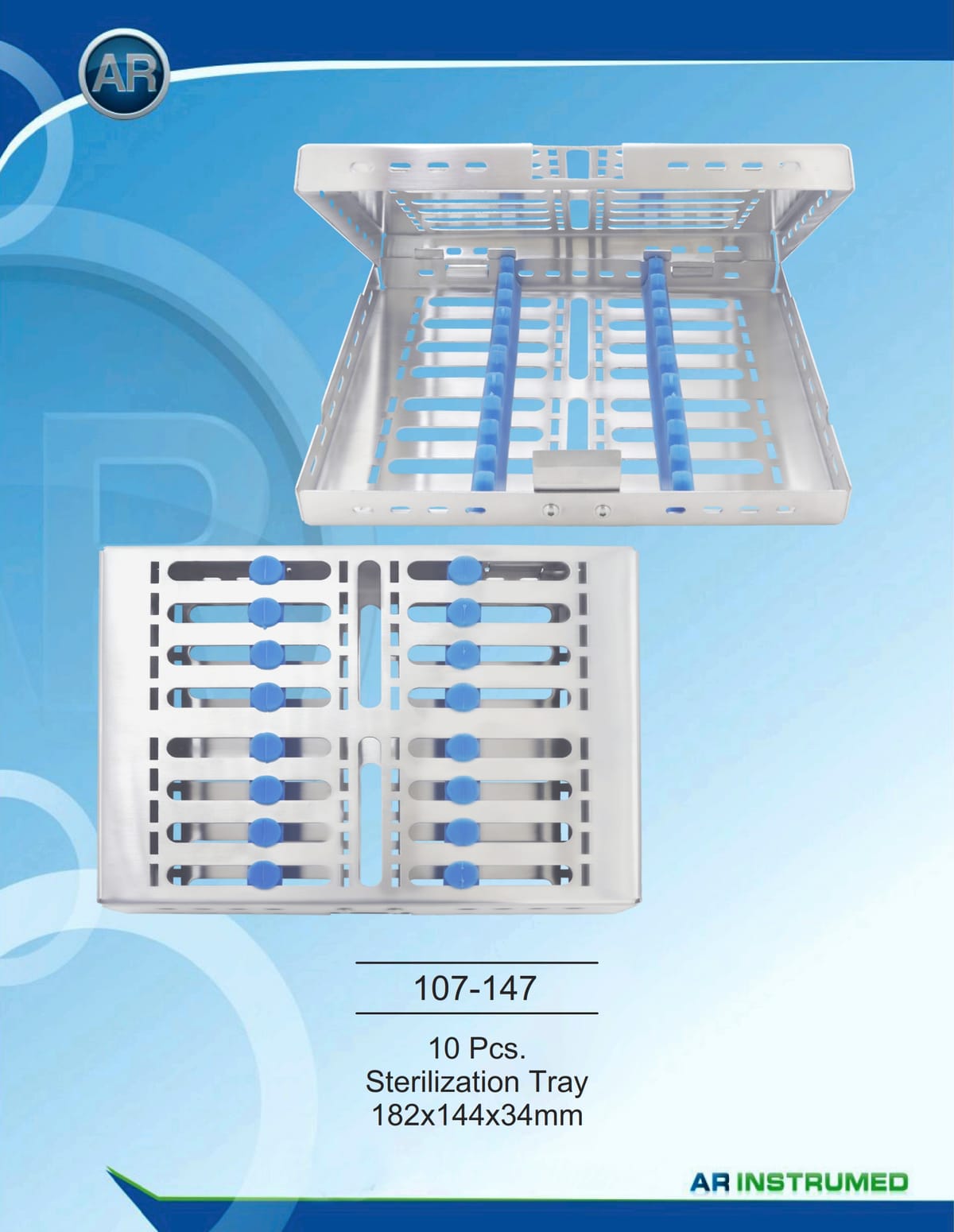 Sterilization Tray 10pcs 182x144x34mm – AR Instrumed, Trays, Sterilization Containers and Accessories