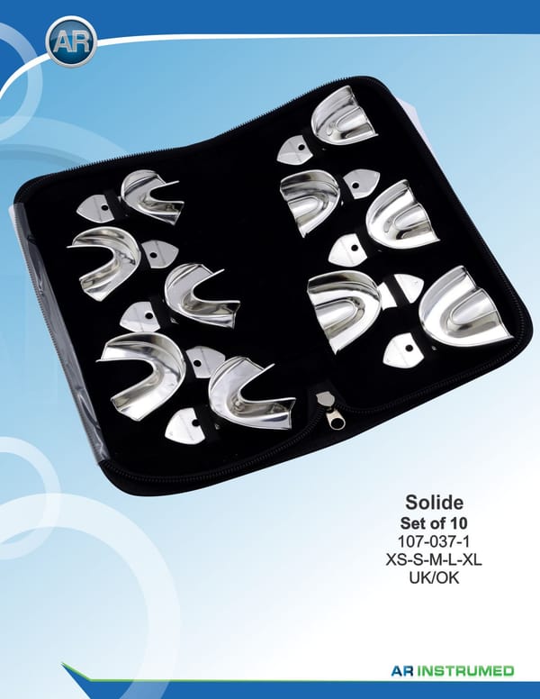Impression Tray Rimlock Solid Set of 10 XS-S-M-L-XL Upper/Lower
