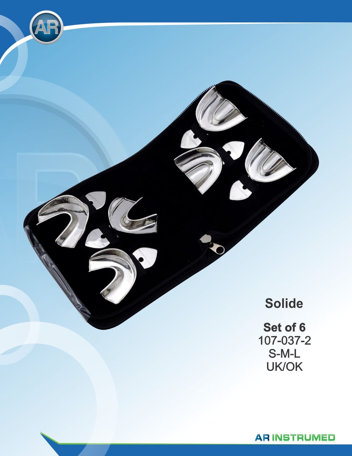 Impression Tray Rimlock Solid Set of 6 S-M-L Upper/Lower – AR Instrumed, Impression Trays
