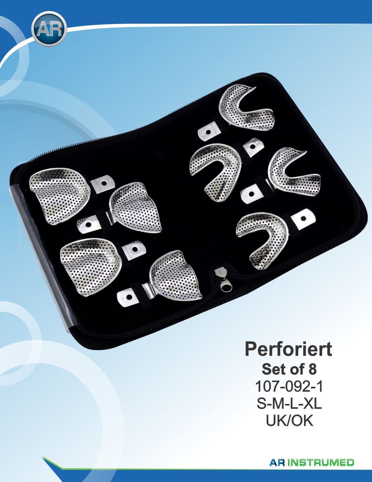 Impression Tray Rimlock Perforated Set of 8 S-M-L-XL Upper/Lower – AR Instrumed, Abdrucklöffel