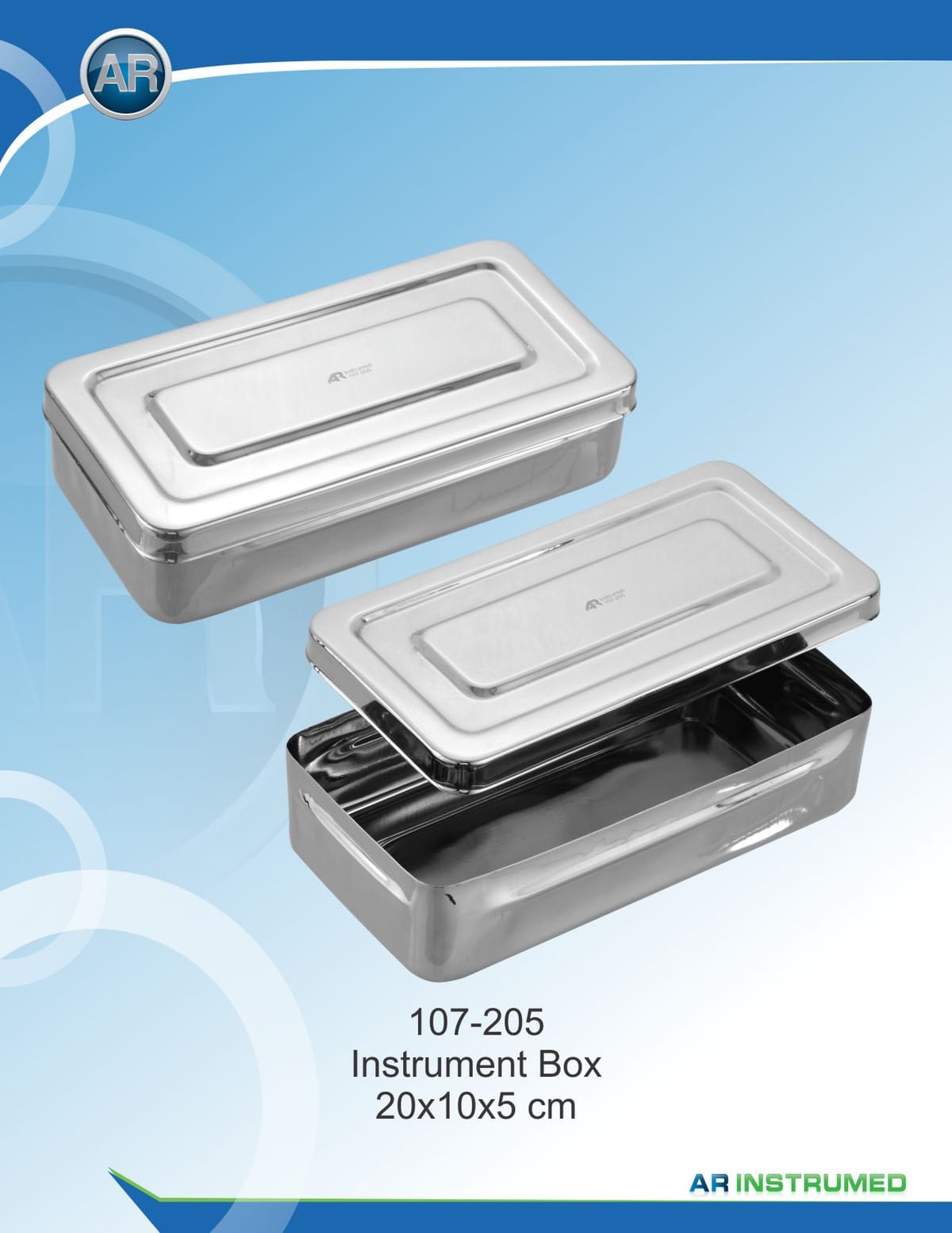 Instrument Box Rectangular 20x10x5cm – AR Instrumed, Trays, Sterilcontainer und Zubehör
