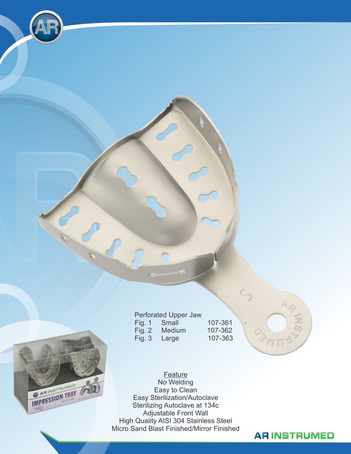 Impression Trays Perforated Upper Jaw Fig.1 Small – AR Instrumed, Impression Trays