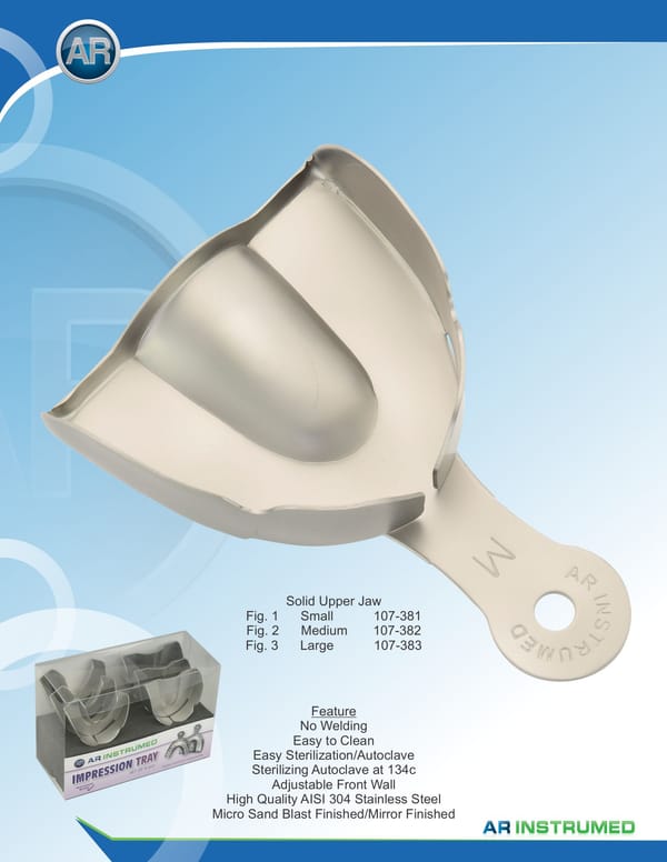 Impression Trays Solid Upper Jaw Fig.2 Medium