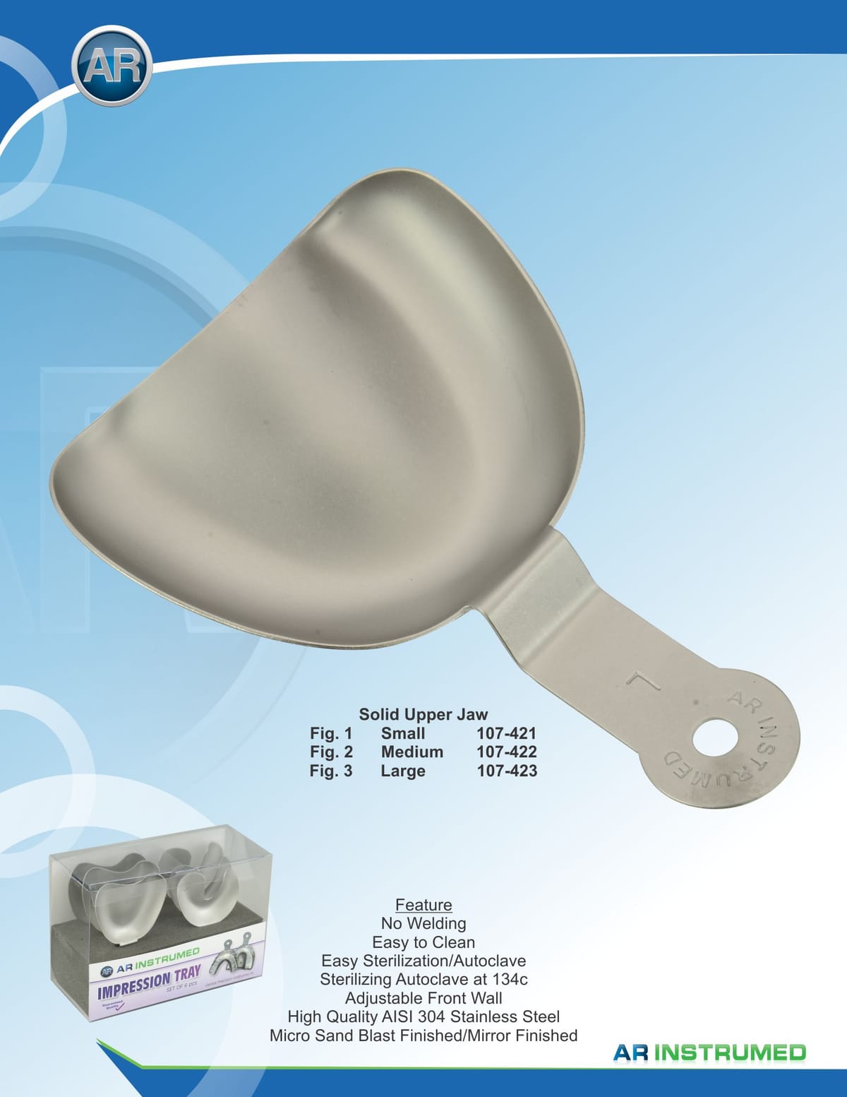 Impression Trays Solid Upper Jaw Fig.2 Medium – AR Instrumed, Impression Trays
