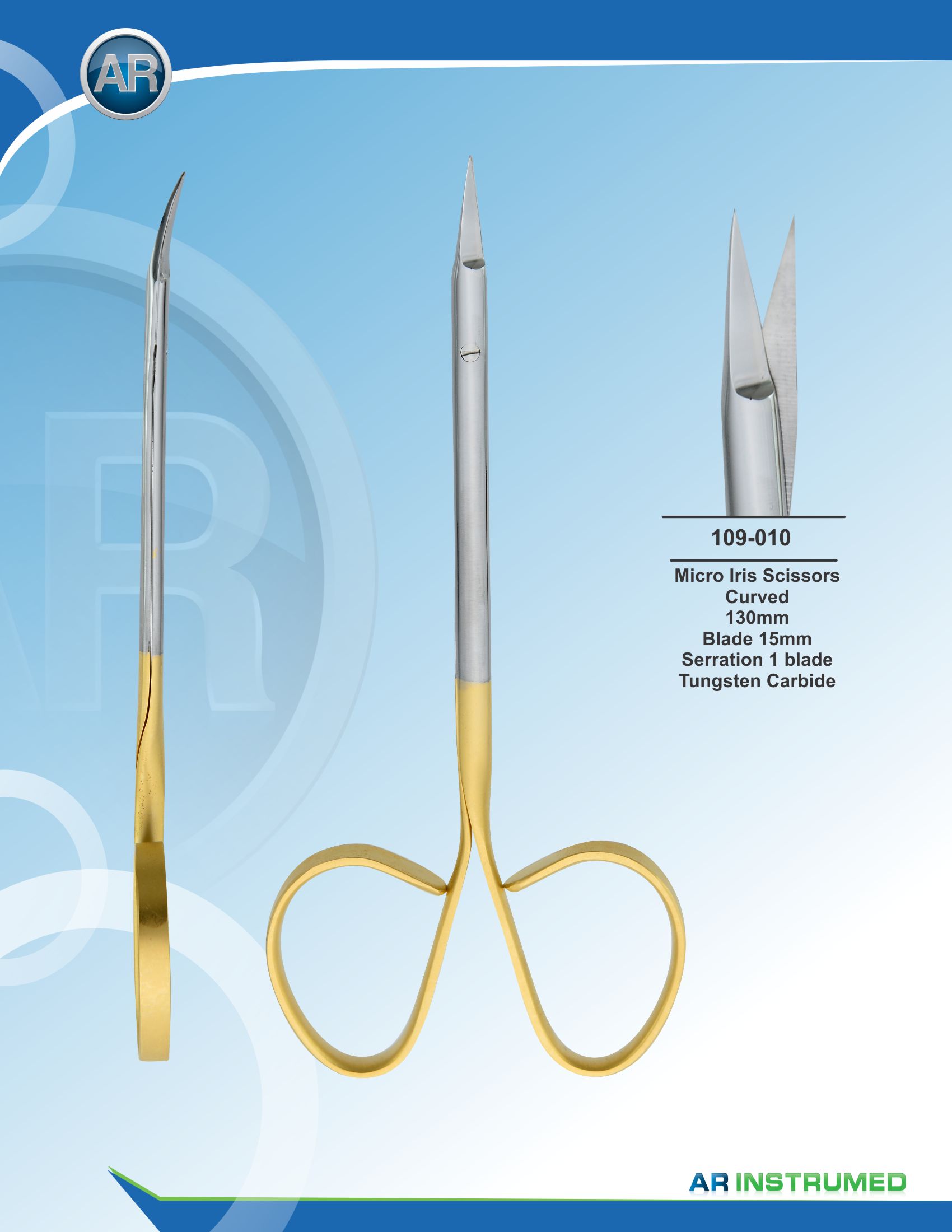 Micro Iris Scissor Curved 13cm Blade 15mm Serration 1 Blade