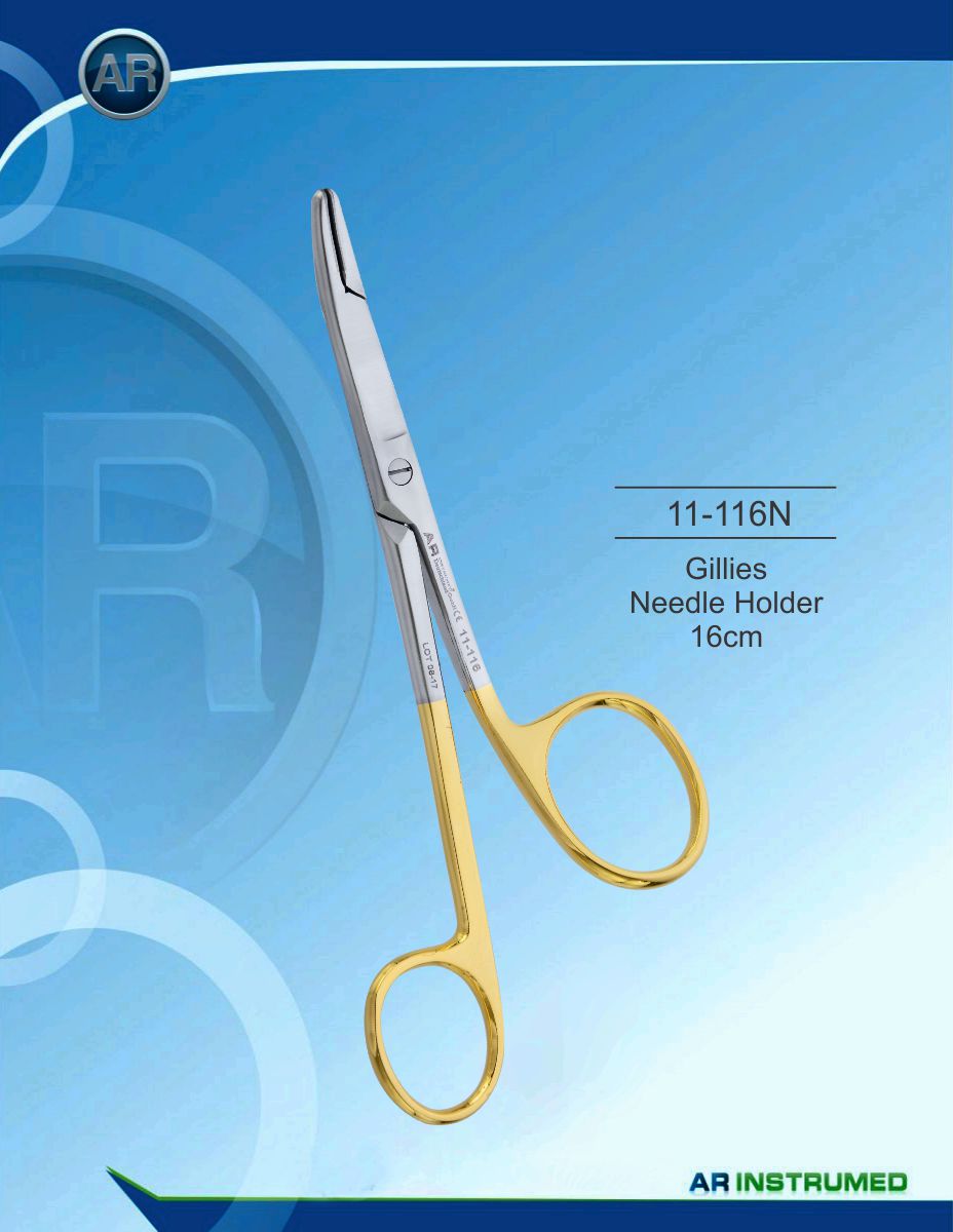 Gillies Needle Holder 16cm – AR Instrumed, Scissors & Needle Holders