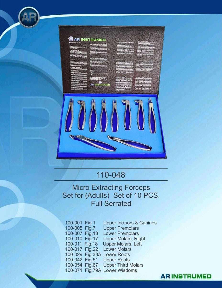 Extracting Forceps Set for (Adults) Set of 10 PCS Full Serrated – AR Instrumed, Extraktionszangen