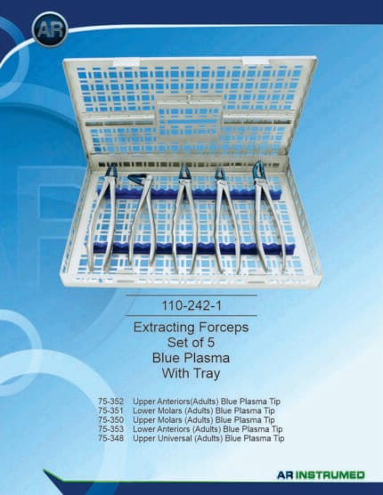 Extracting Forceps Set of 5 Blue Plasma With Tray
