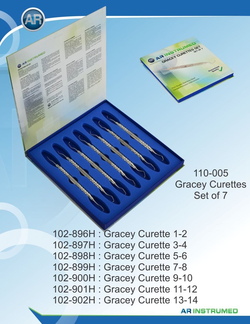 Gracey Curettes Set of 7 10mm Handle – AR Instrumed, PA-Chirurgie