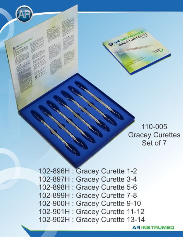 Gracey Curettes Set of 7 10mm Handle